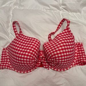 Addition Elle Red Checkered Bikini Top